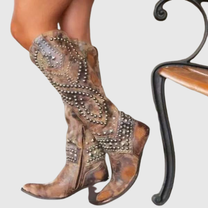 Juliana | Botas altas western con tachuelas
