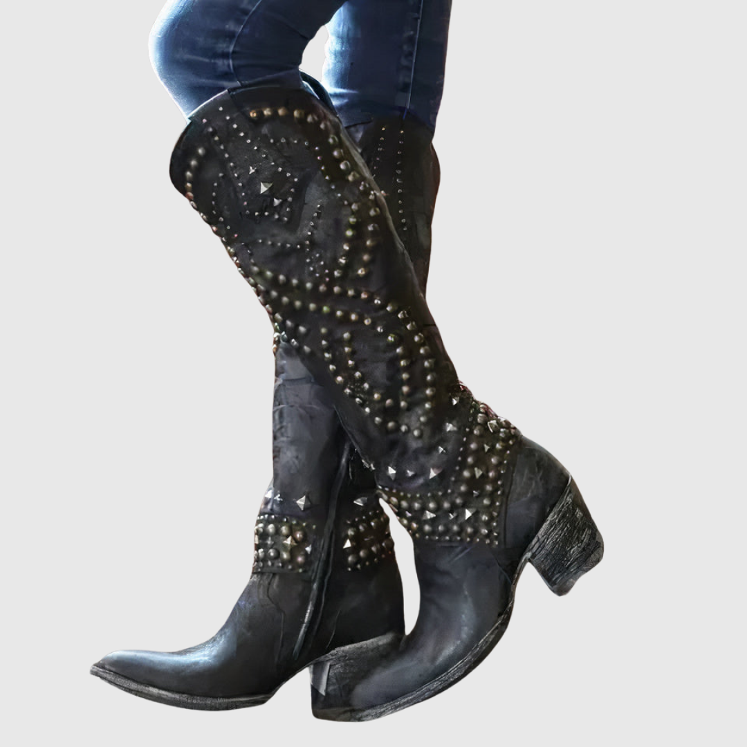 Juliana | Botas altas western con tachuelas