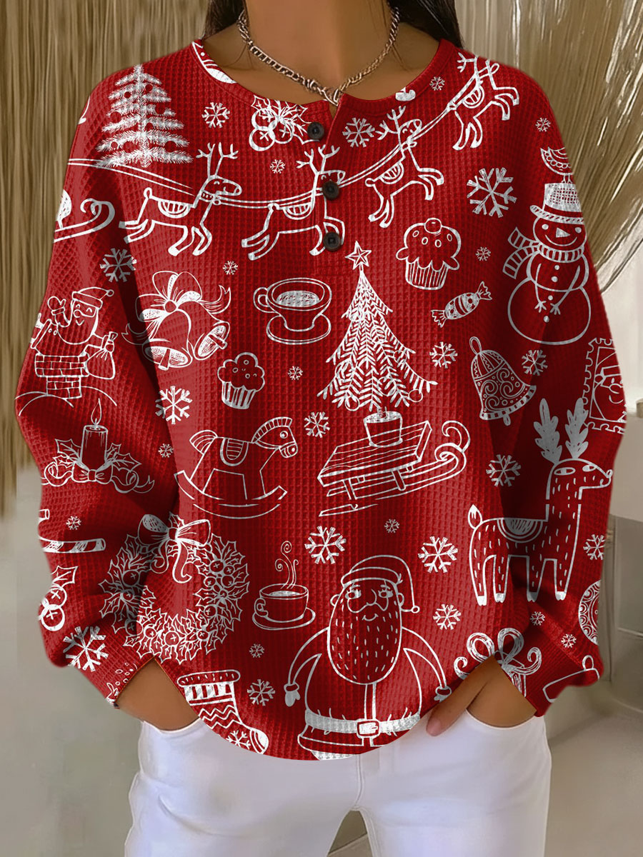 Belén | Jersey navideño rojo con motivos blancos