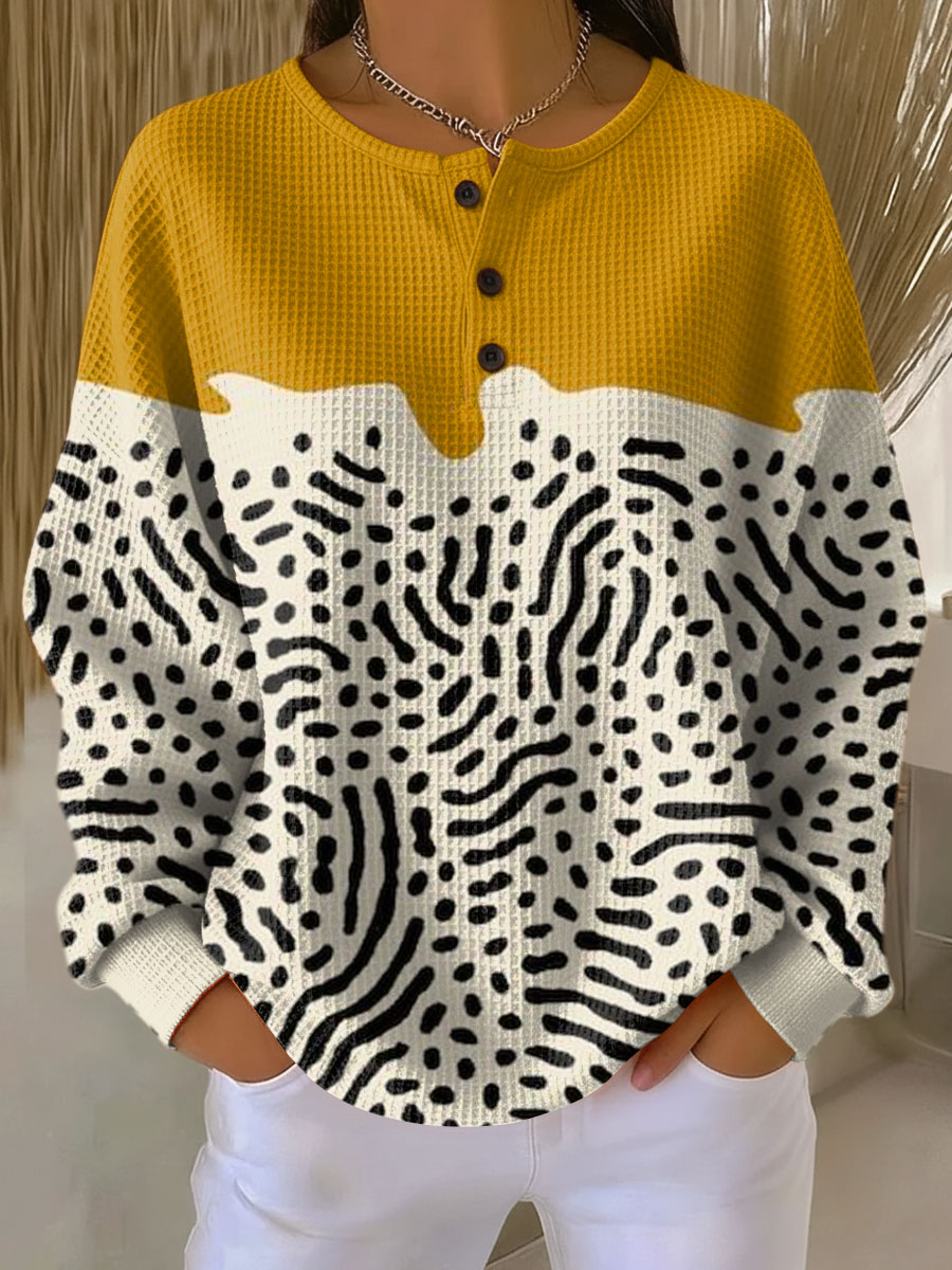 Aurora | Jersey mostaza con estampado de puntos