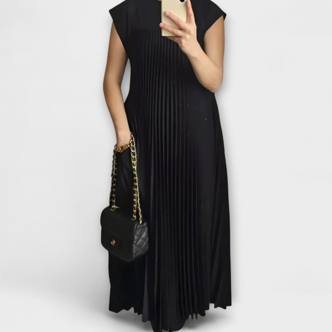 Laura | Vestido maxi plisado