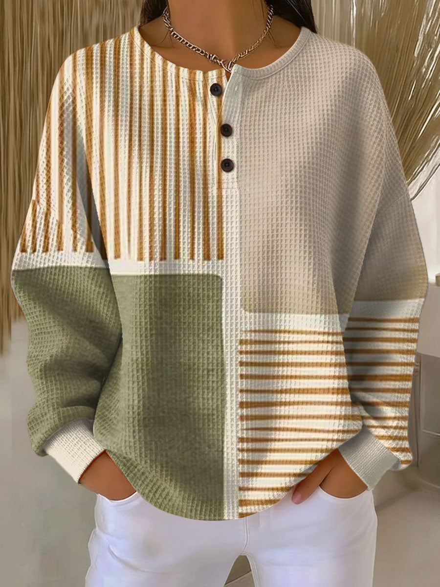 Nerea | Jersey patchwork en verde y mostaza