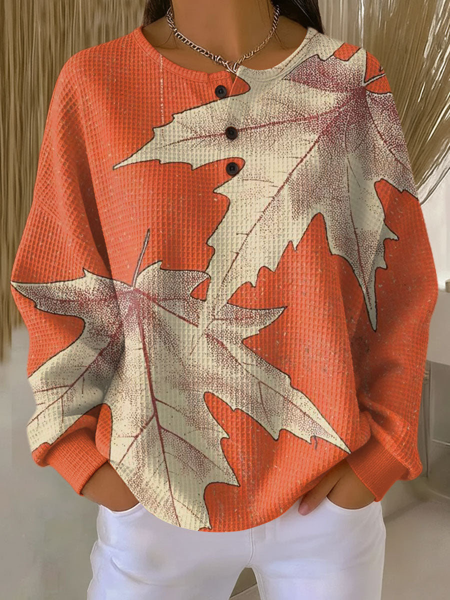 Maite | Jersey naranja con hojas de otoño