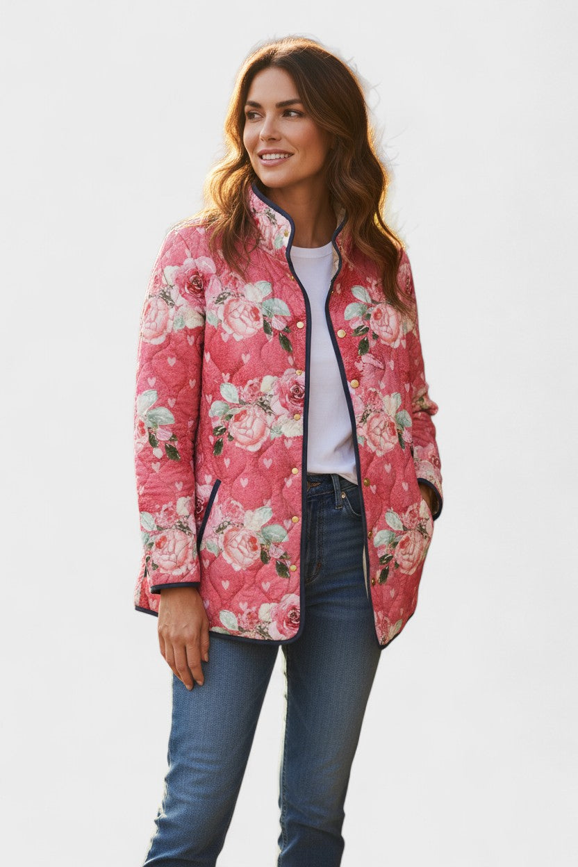 Mercedes | Chaqueta acolchada rosa con motivo floral