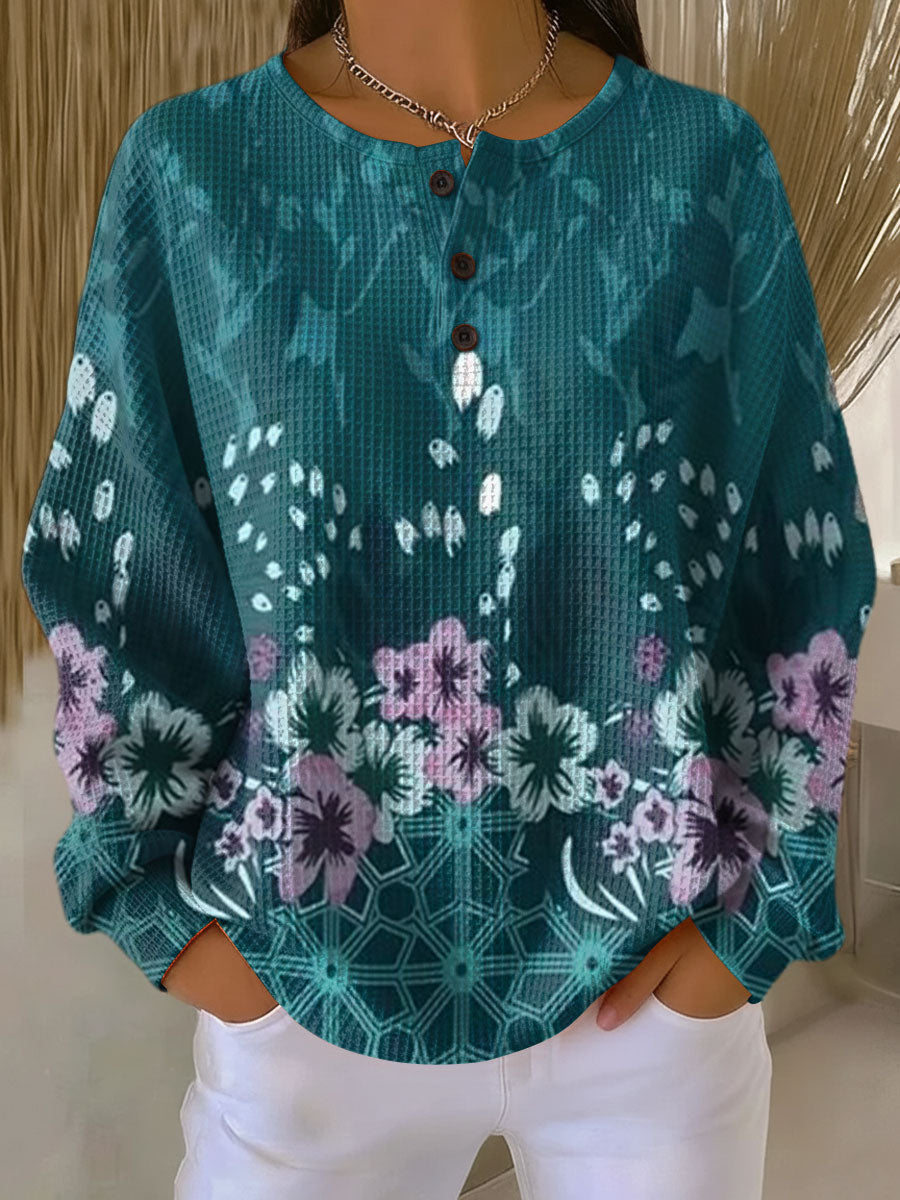 Paloma | Jersey turquesa con flores