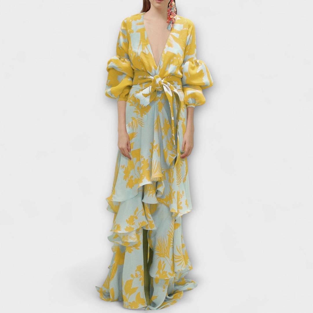 Silvia | Vestido maxi de gasa estampada