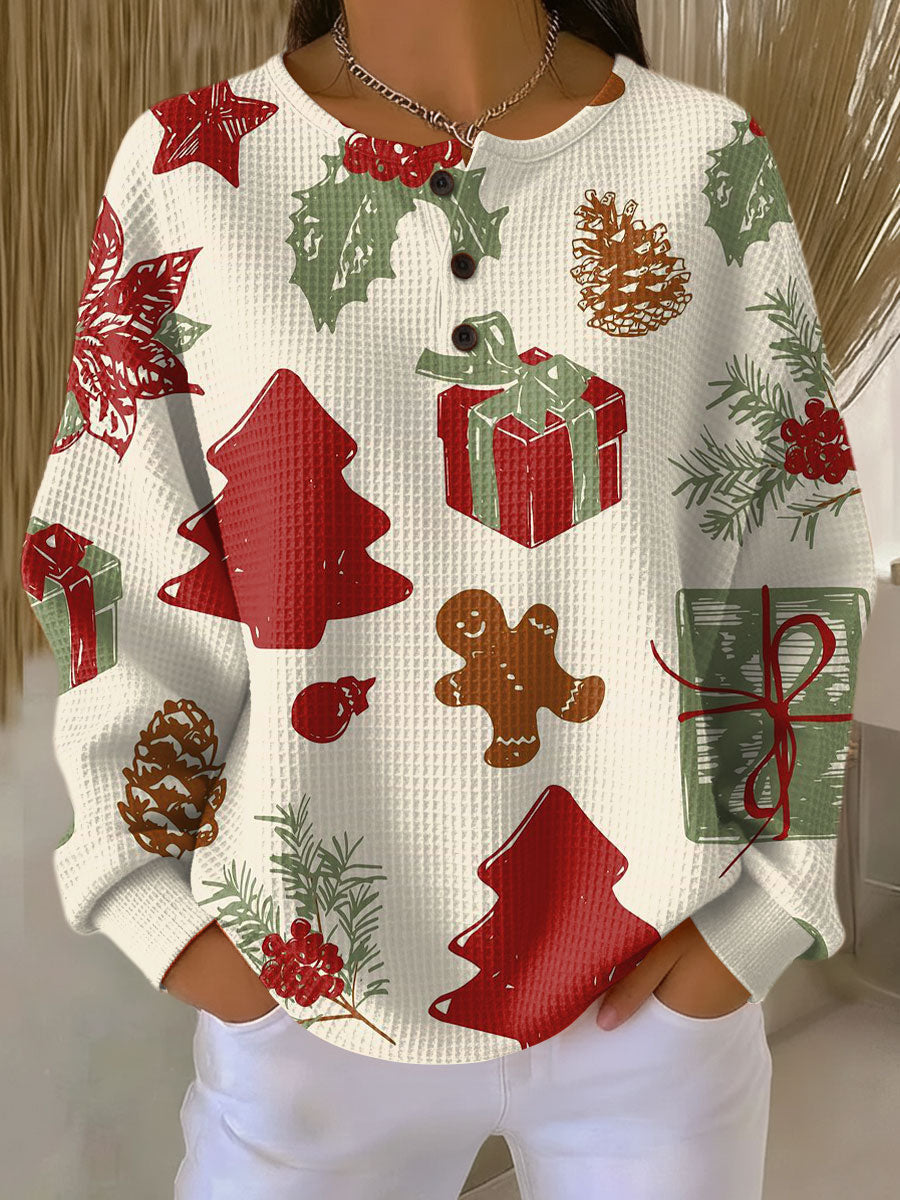 Consuelo | Jersey navideño con abetos y regalos