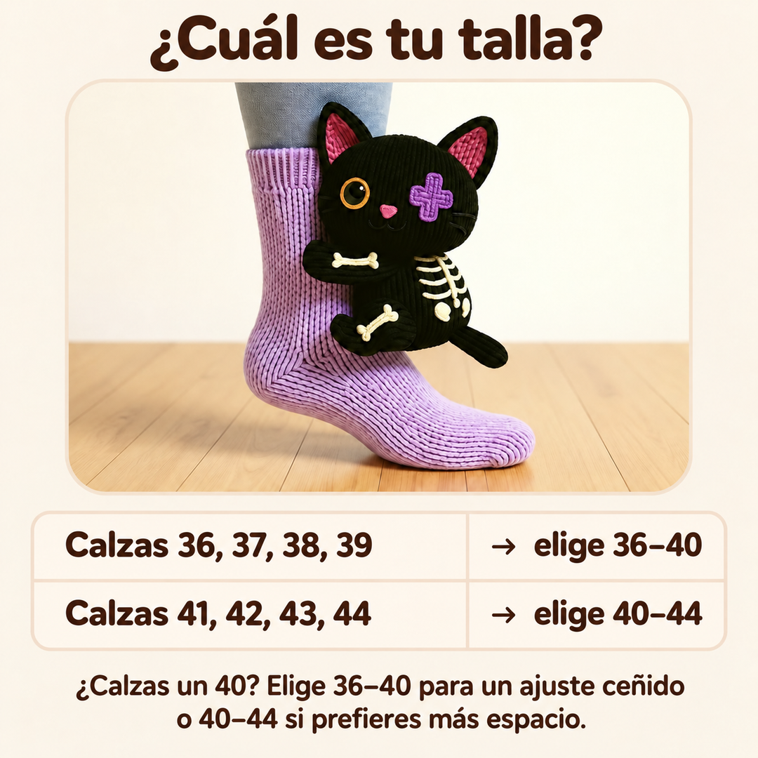 Paula | Calcetines con peluche de gato esqueleto
