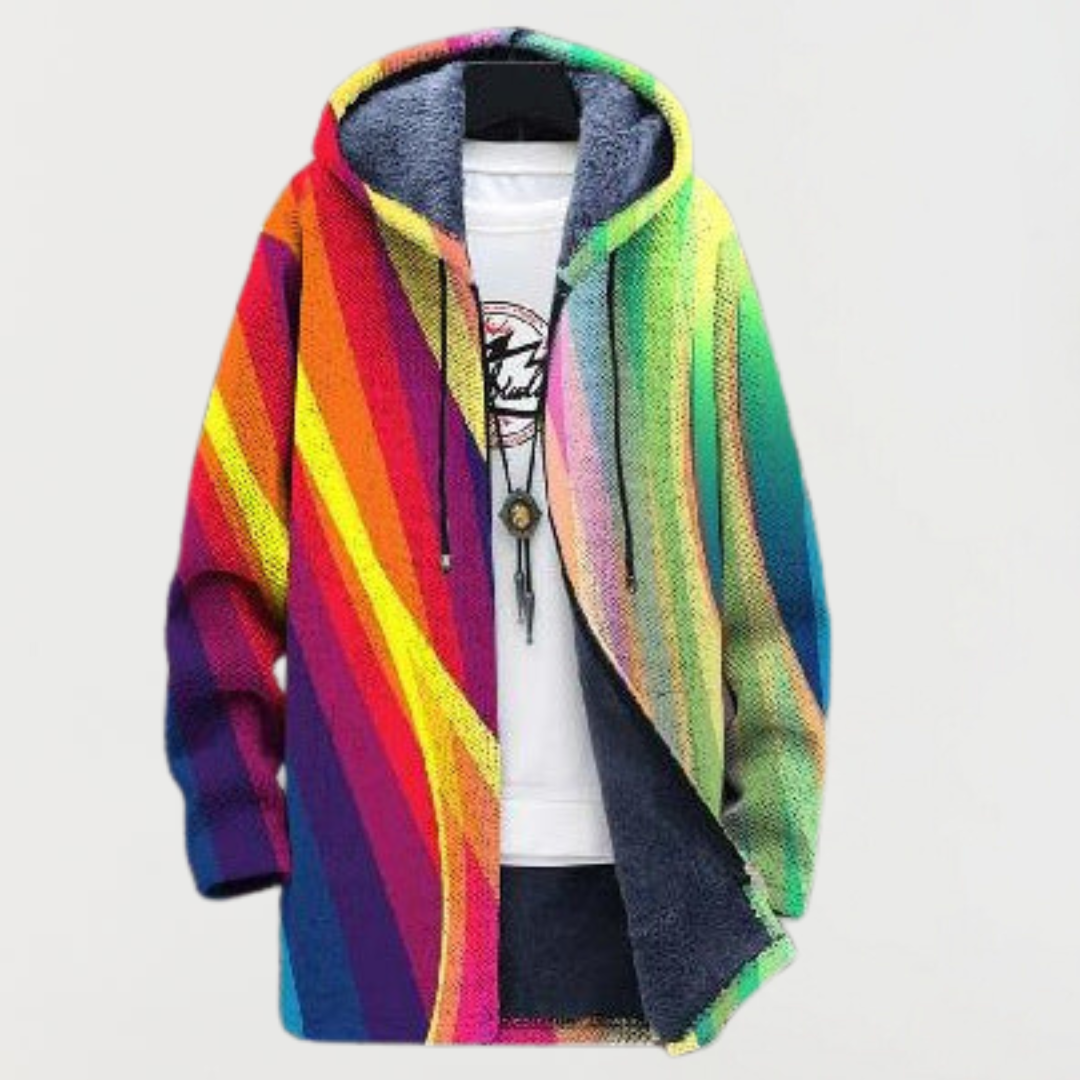 Amalia | Sudadera con capucha de rayas arcoíris