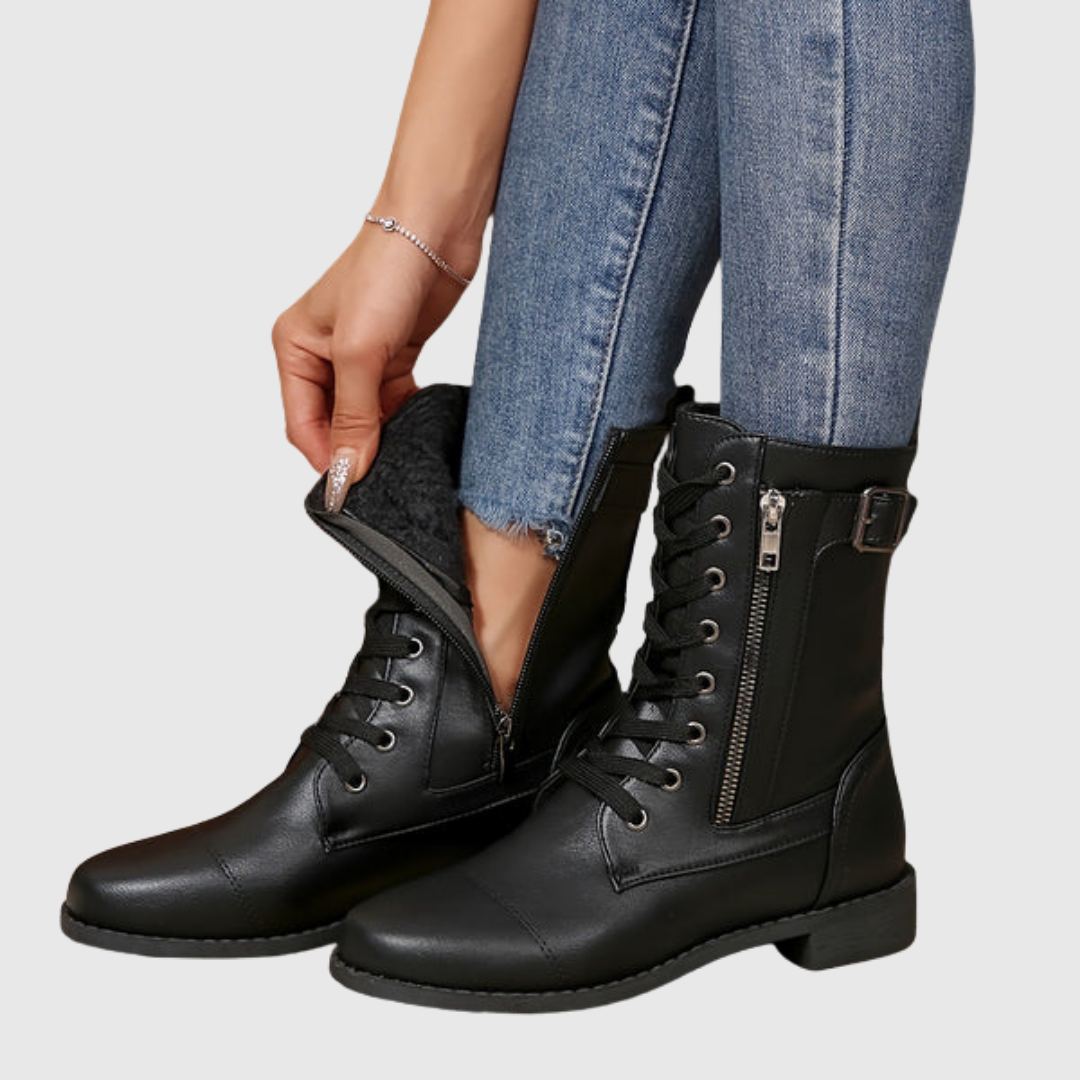 Raquel | Botas cómodas de piel con cremallera