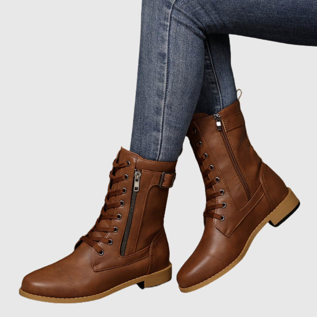Raquel | Botas cómodas de piel con cremallera