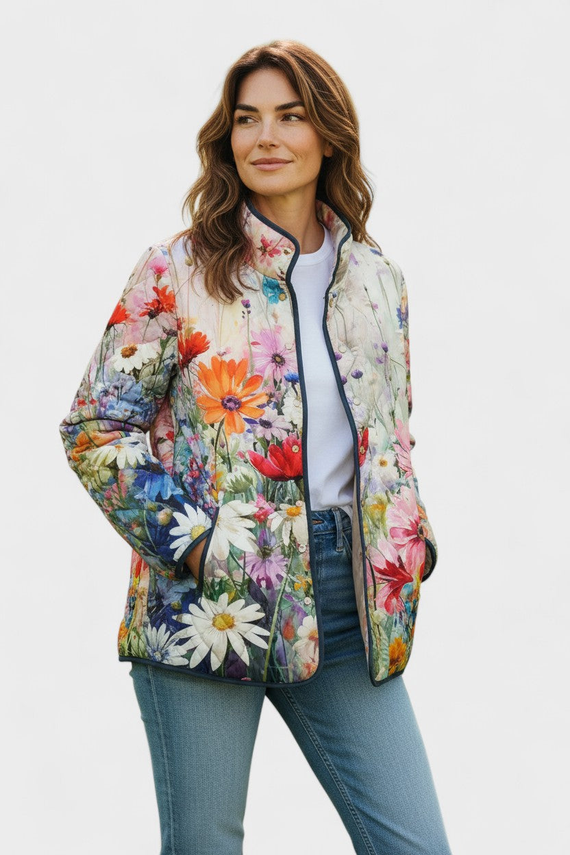 Remedios | Chaqueta acolchada con flores silvestres multicolor