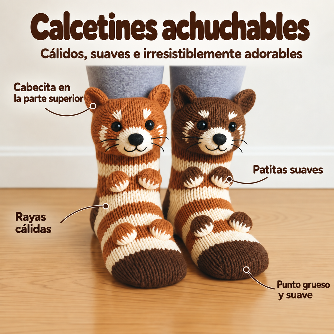 Rocío | Calcetines con peluche de panda rojo a rayas