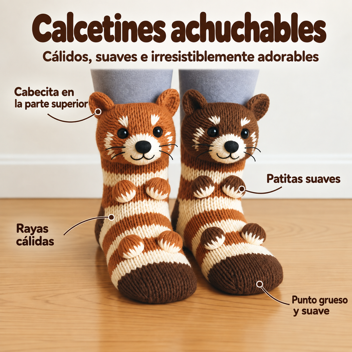 Rocío | Calcetines con peluche de panda rojo a rayas