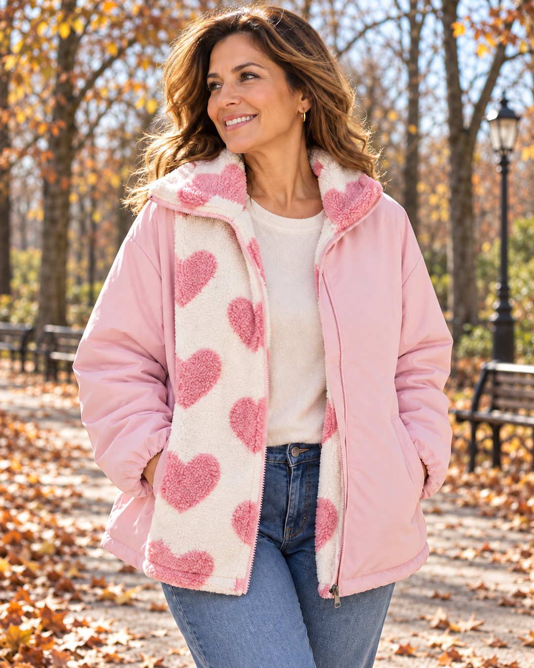 Rosa | Chaqueta reversible con corazones