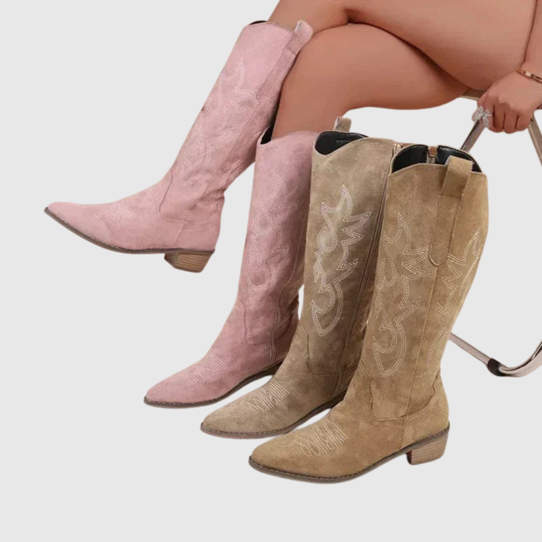 Rut | Botas cowboy de ante con bordados