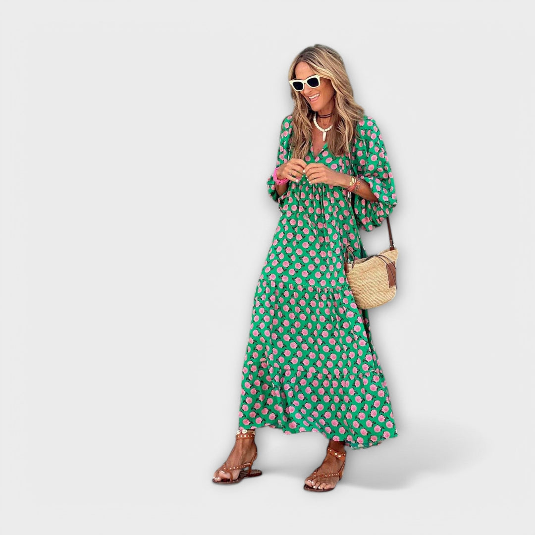 Aurora | Vestido maxi con estampado geométrico