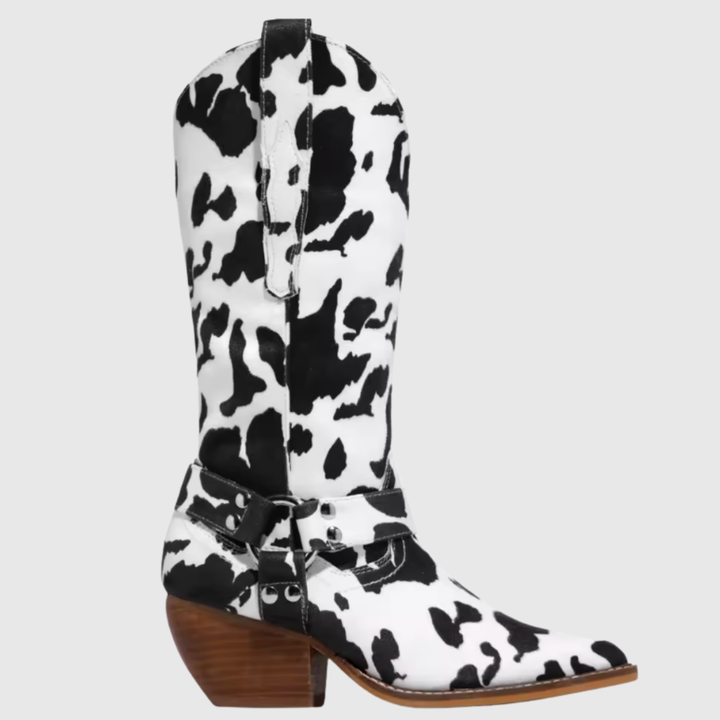 Sandra | Botas cowboy con estampado de vaca