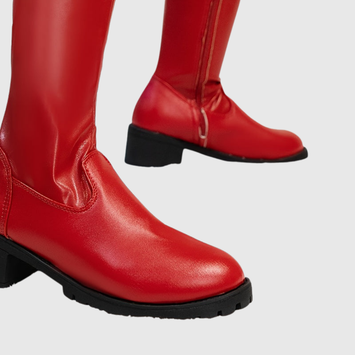 Sara | Botas mosqueteras de piel con tacón ancho