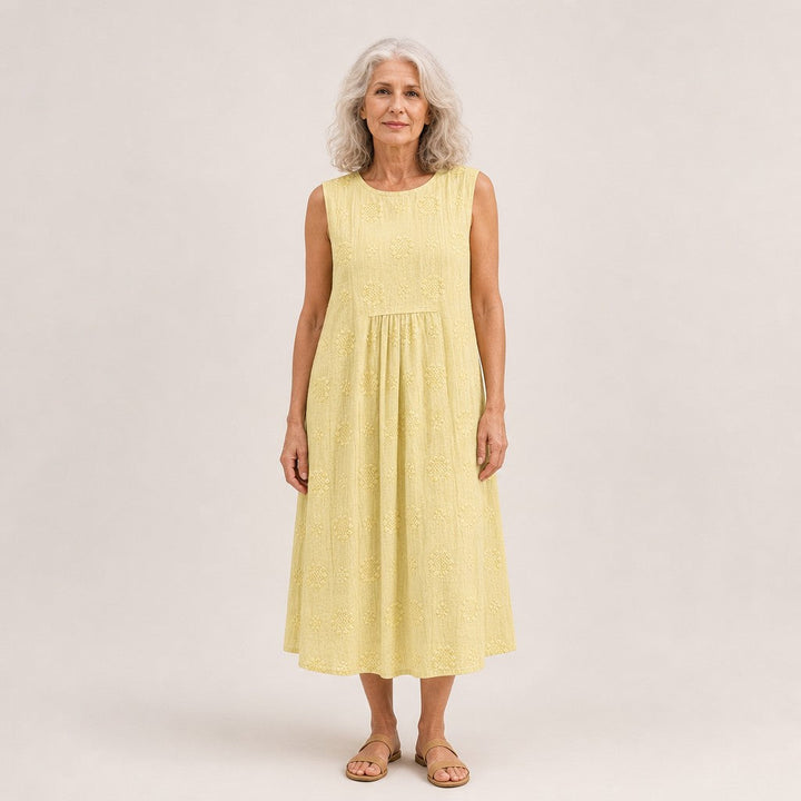 Candela | Vestido midi sin mangas en amarillo limón