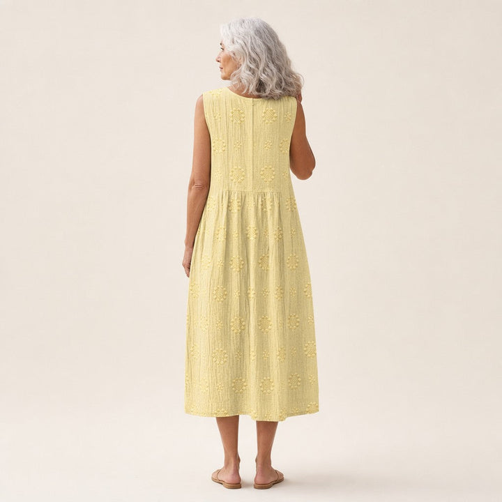 Candela | Vestido midi sin mangas en amarillo limón