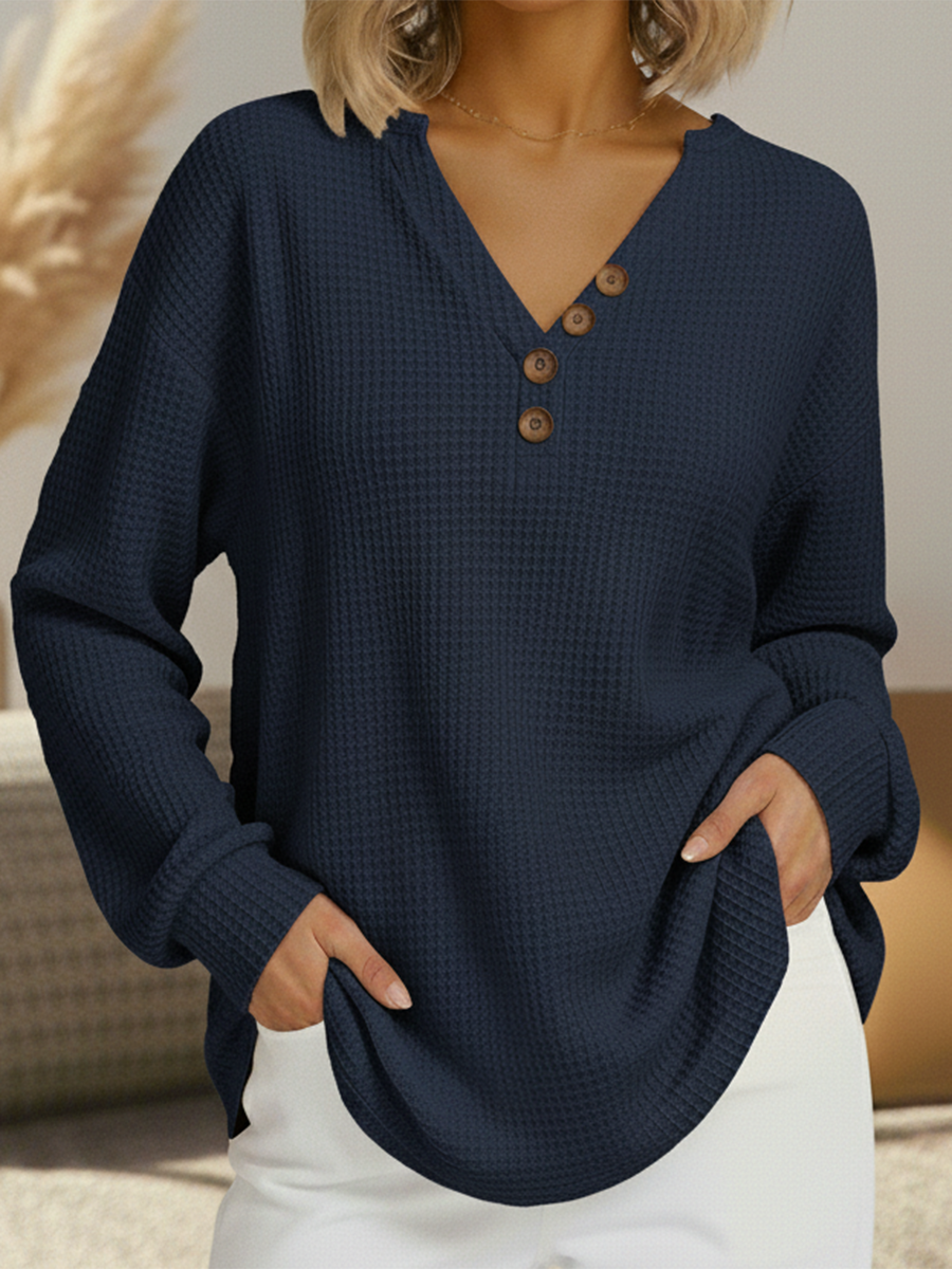 Pilar | Jersey liso con cuello de pico