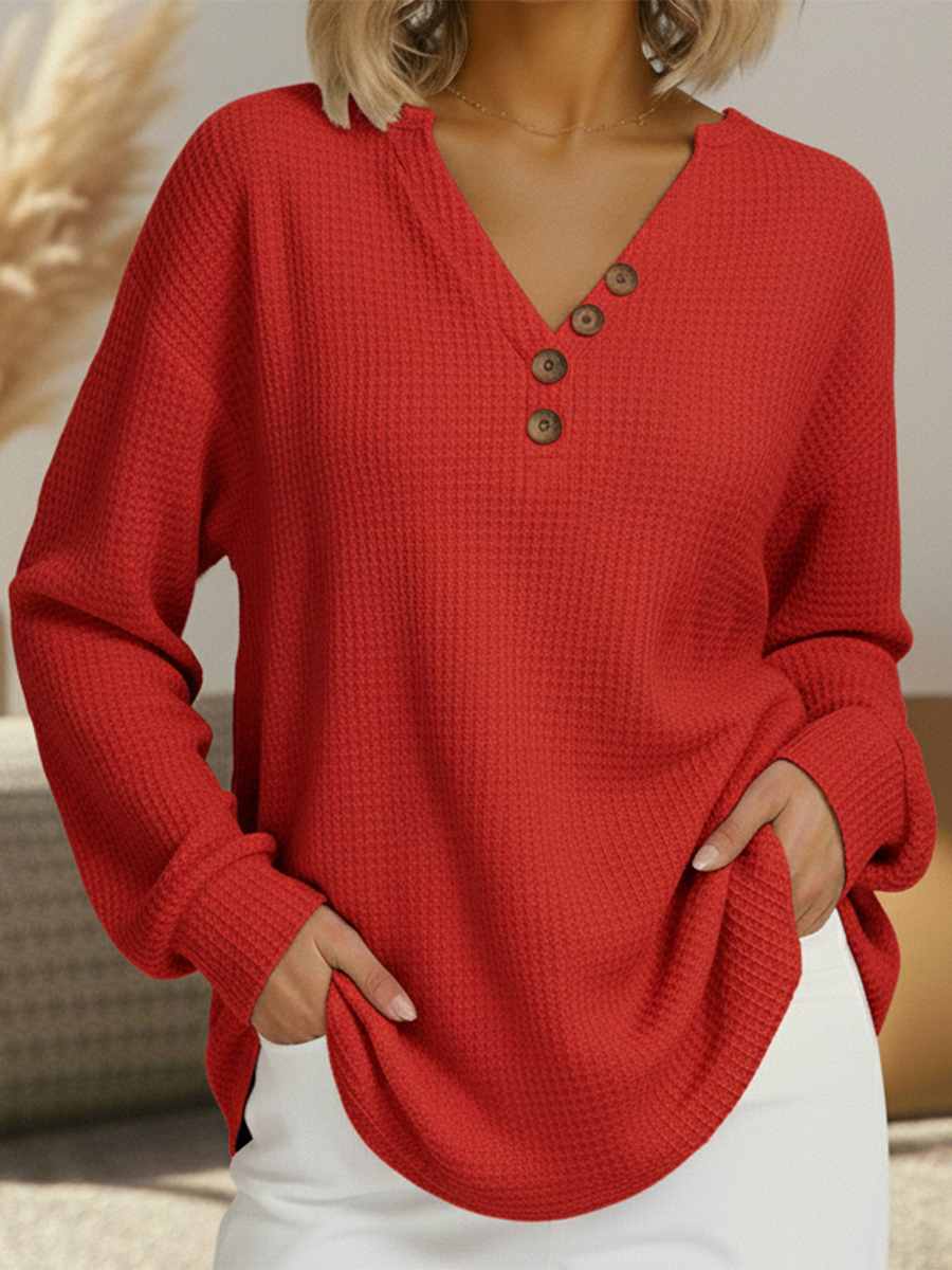 Pilar | Jersey liso con cuello de pico