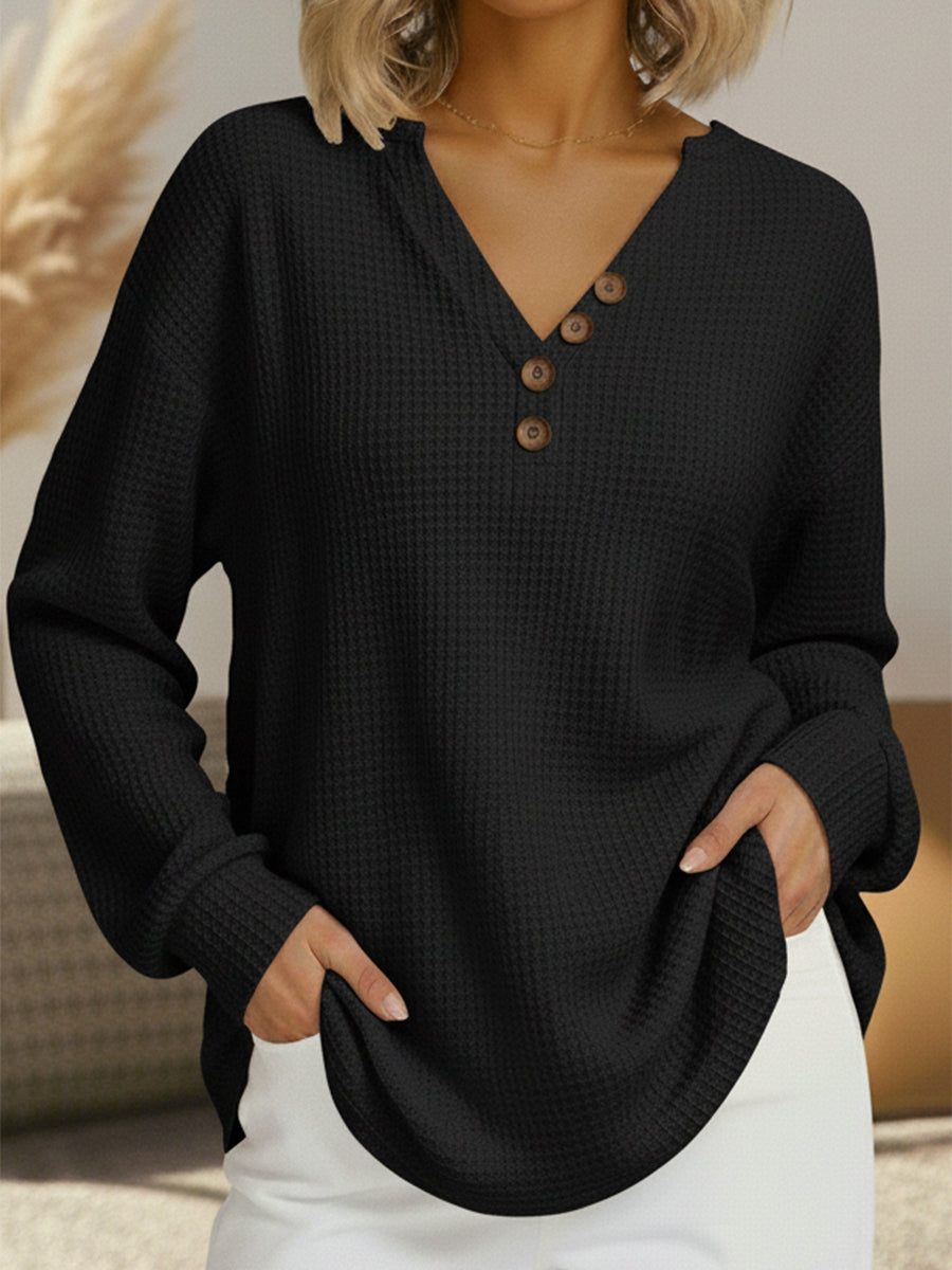 Pilar | Jersey liso con cuello de pico
