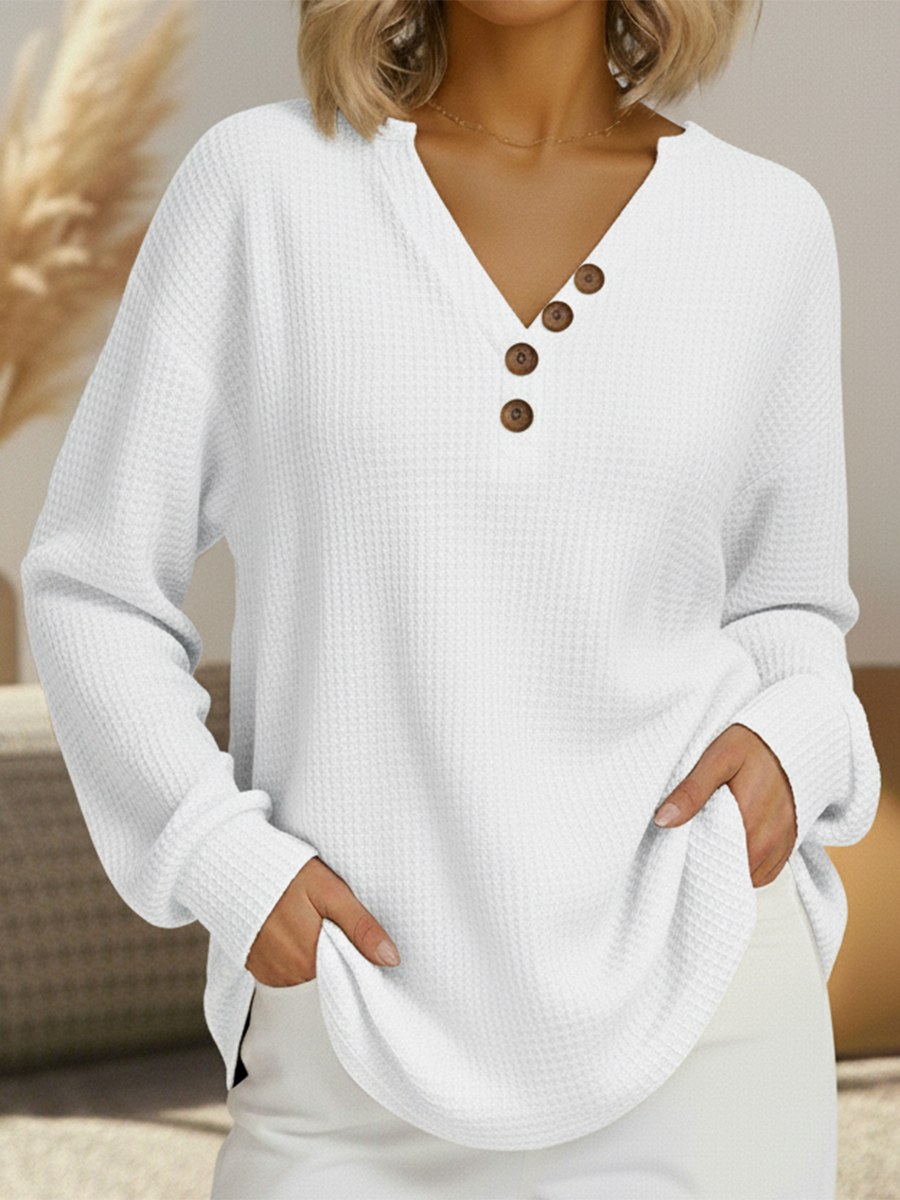 Pilar | Jersey liso con cuello de pico