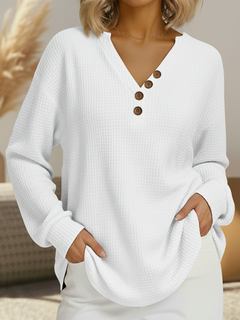 Pilar | Jersey liso con cuello de pico