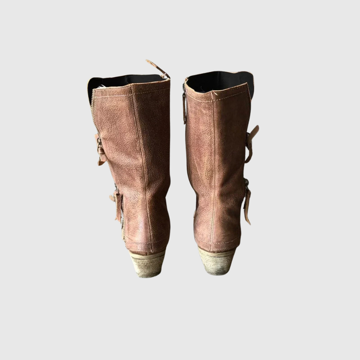 Tania | Botas de caña media de piel con cremalleras
