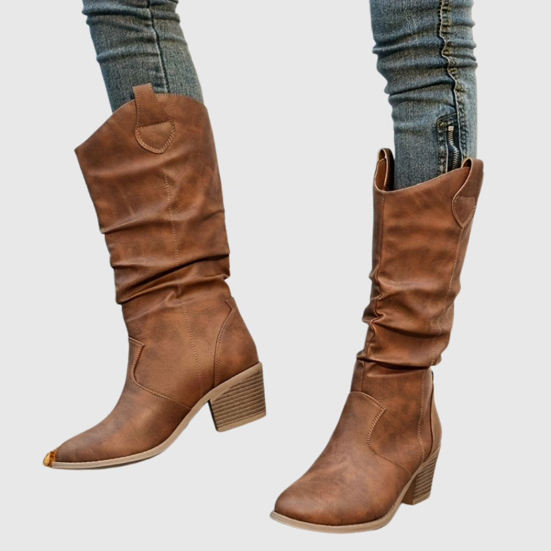 Trinidad | Botas western marrones con tacón de madera