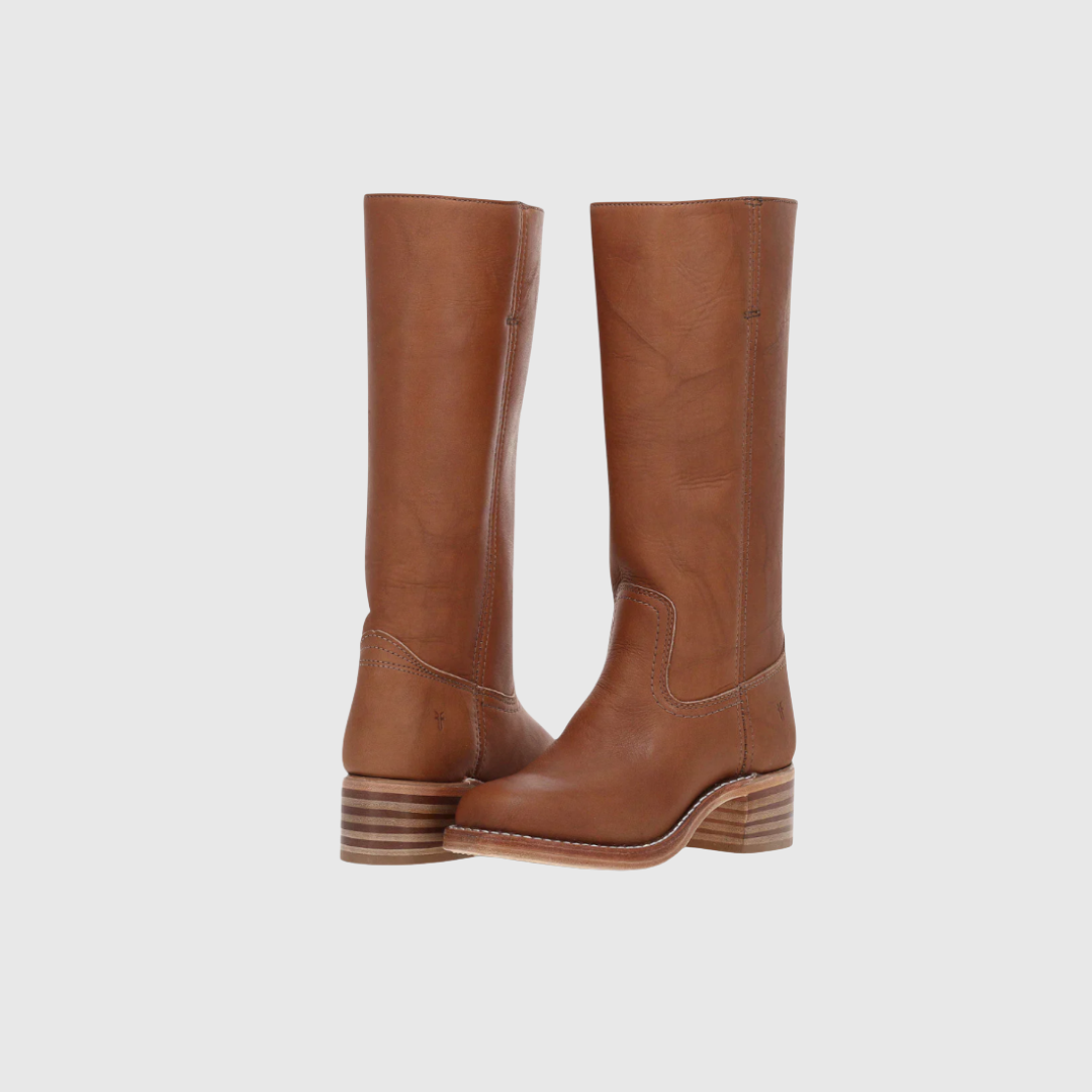 Ximena | Botas altas de piel con tacón de madera