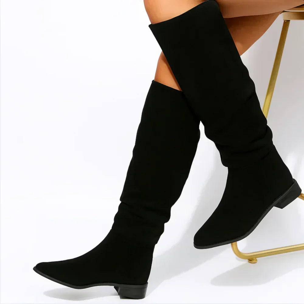 Yolanda | Botas altas de ante con tacón medio