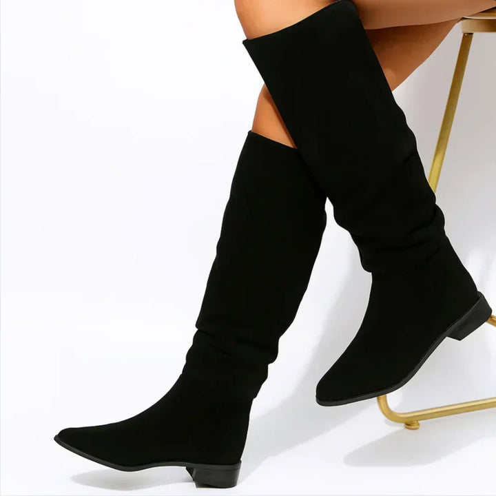 Yolanda | Botas altas de ante con tacón medio
