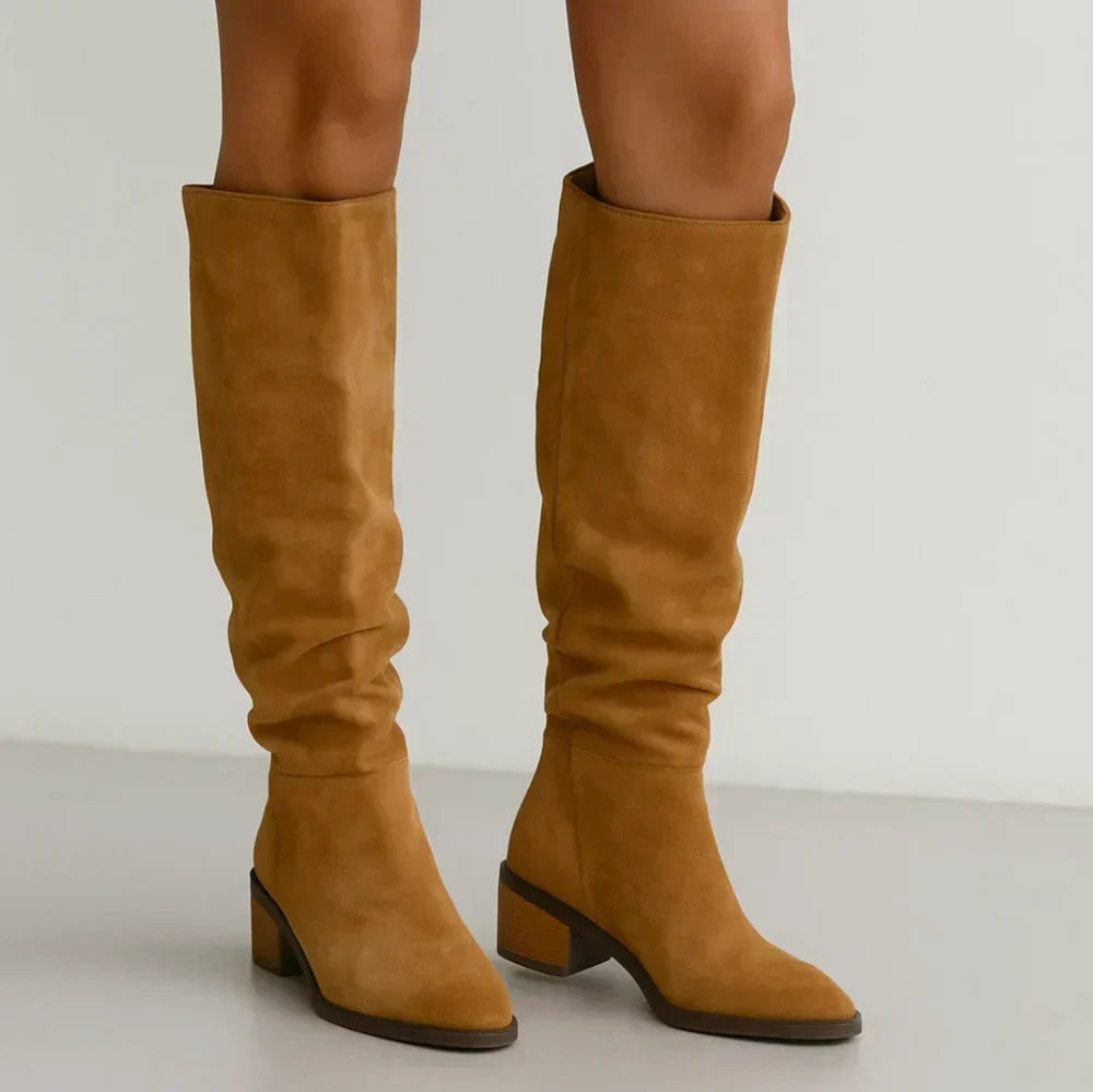 Zulema | Botas altas de ante con tacón bajo