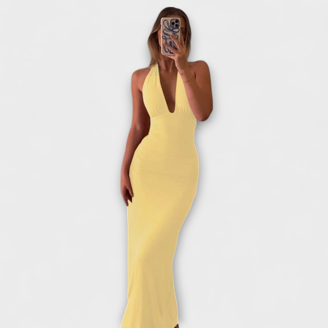 Raquel | Vestido maxi de gala con espalda descubierta