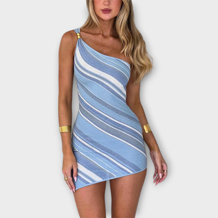 Alba | Vestido midi asimétrico de un solo hombro