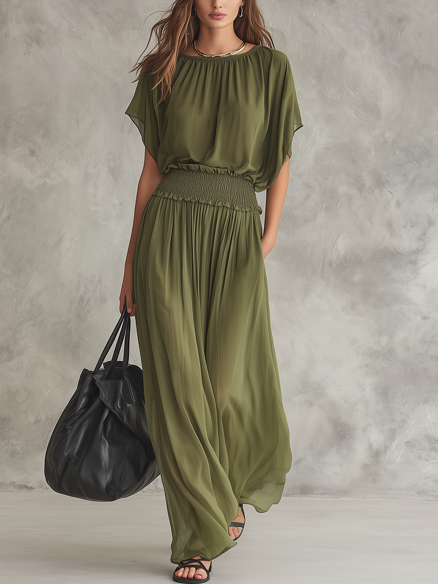 Brígida | Vestido largo con cintura fruncida