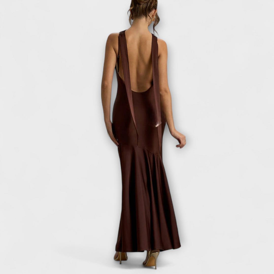Matilde | Vestido maxi de seda con escote halter