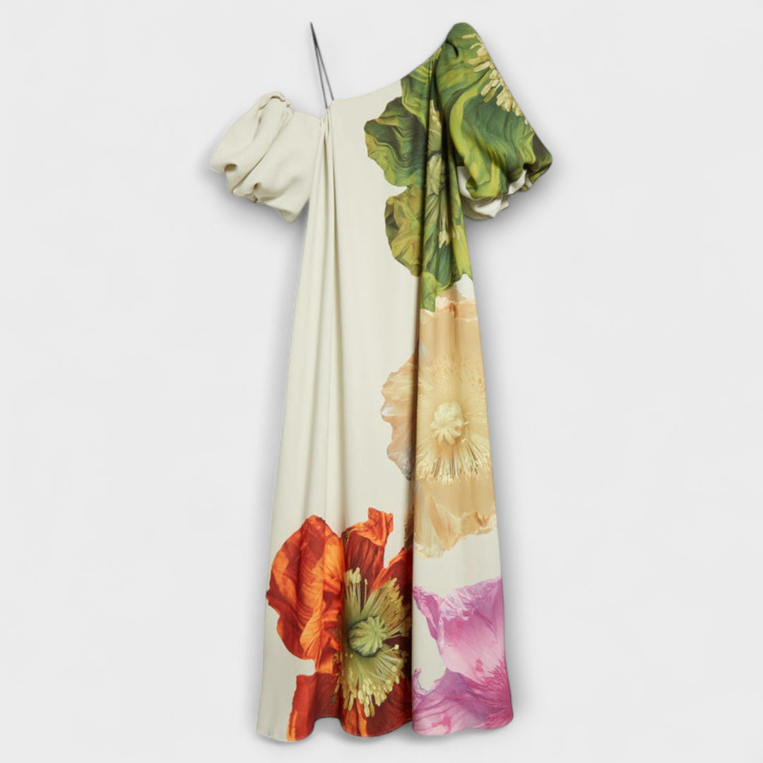 Luz | Vestido maxi floral de un hombro