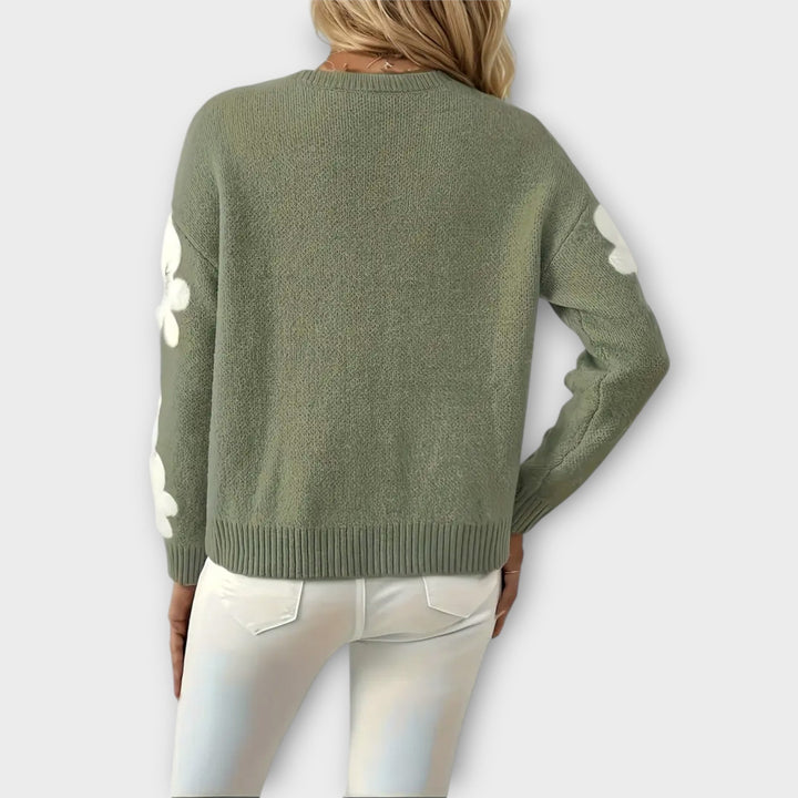 Silvia Rosa | Jersey de punto con flores bordadas en las mangas