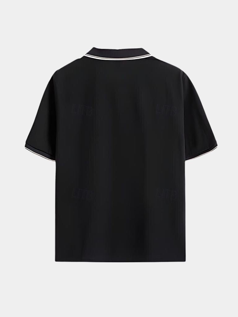Abraham | Polo negro con cuello abierto