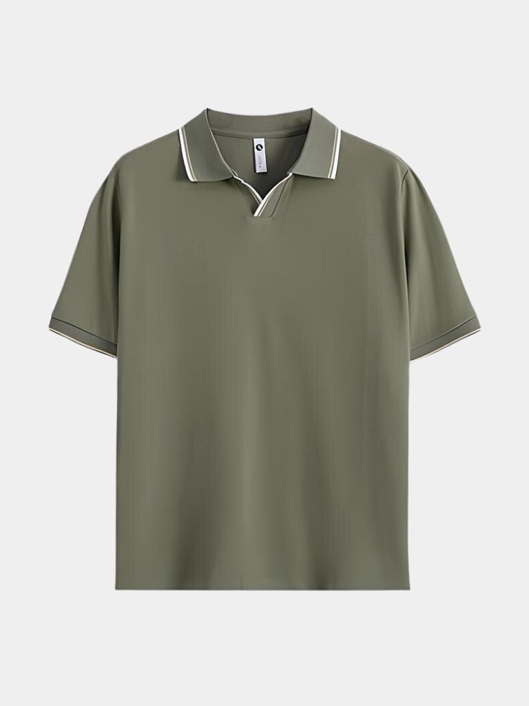 Abraham | Polo negro con cuello abierto