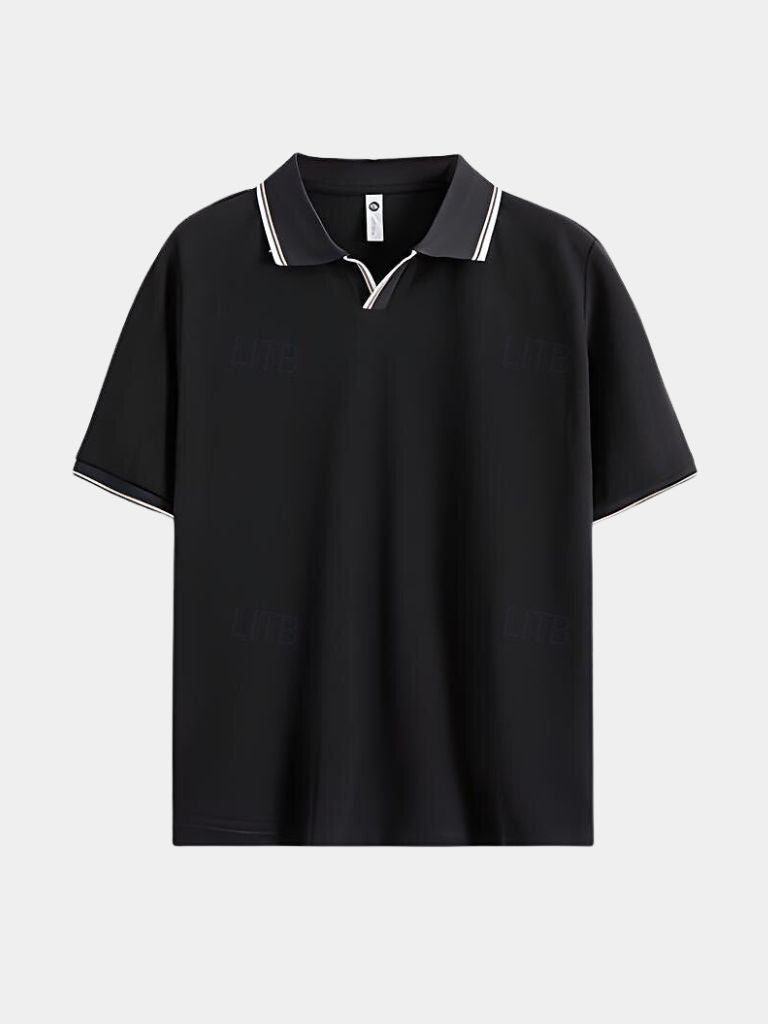 Abraham | Polo negro con cuello abierto