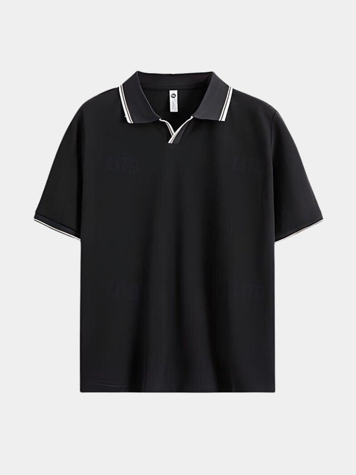 Abraham | Polo negro con cuello abierto