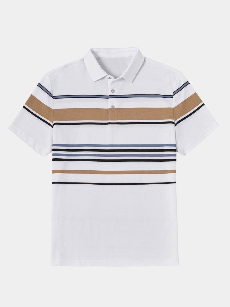 Acacio | Polo blanco de rayas multicolor