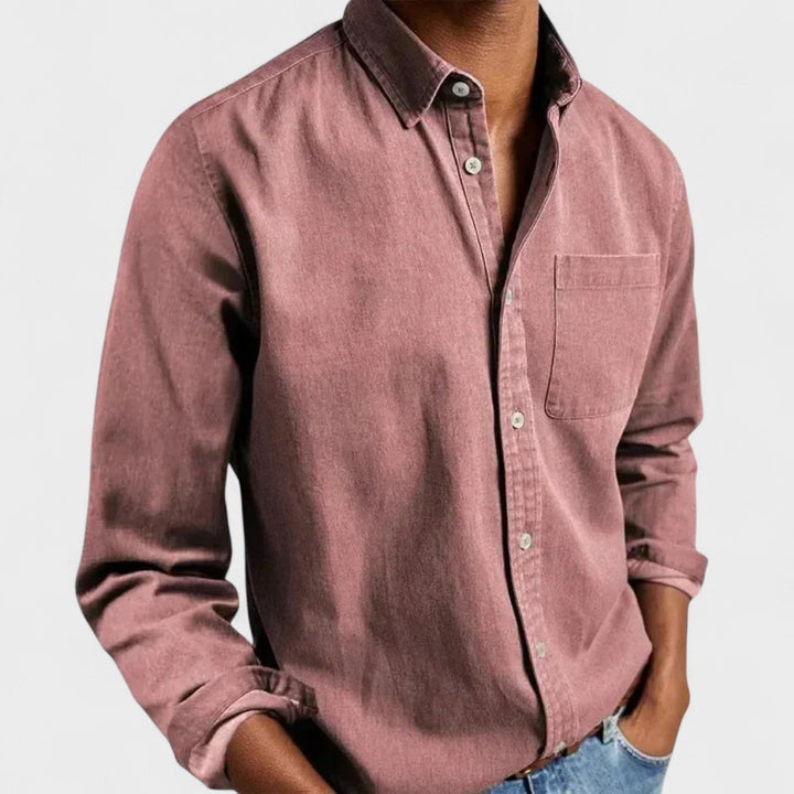 Agustín | Camisa azul marino con cuello button-down