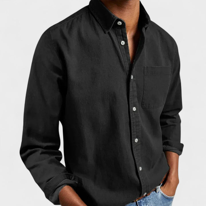 Agustín | Camisa azul marino con cuello button-down