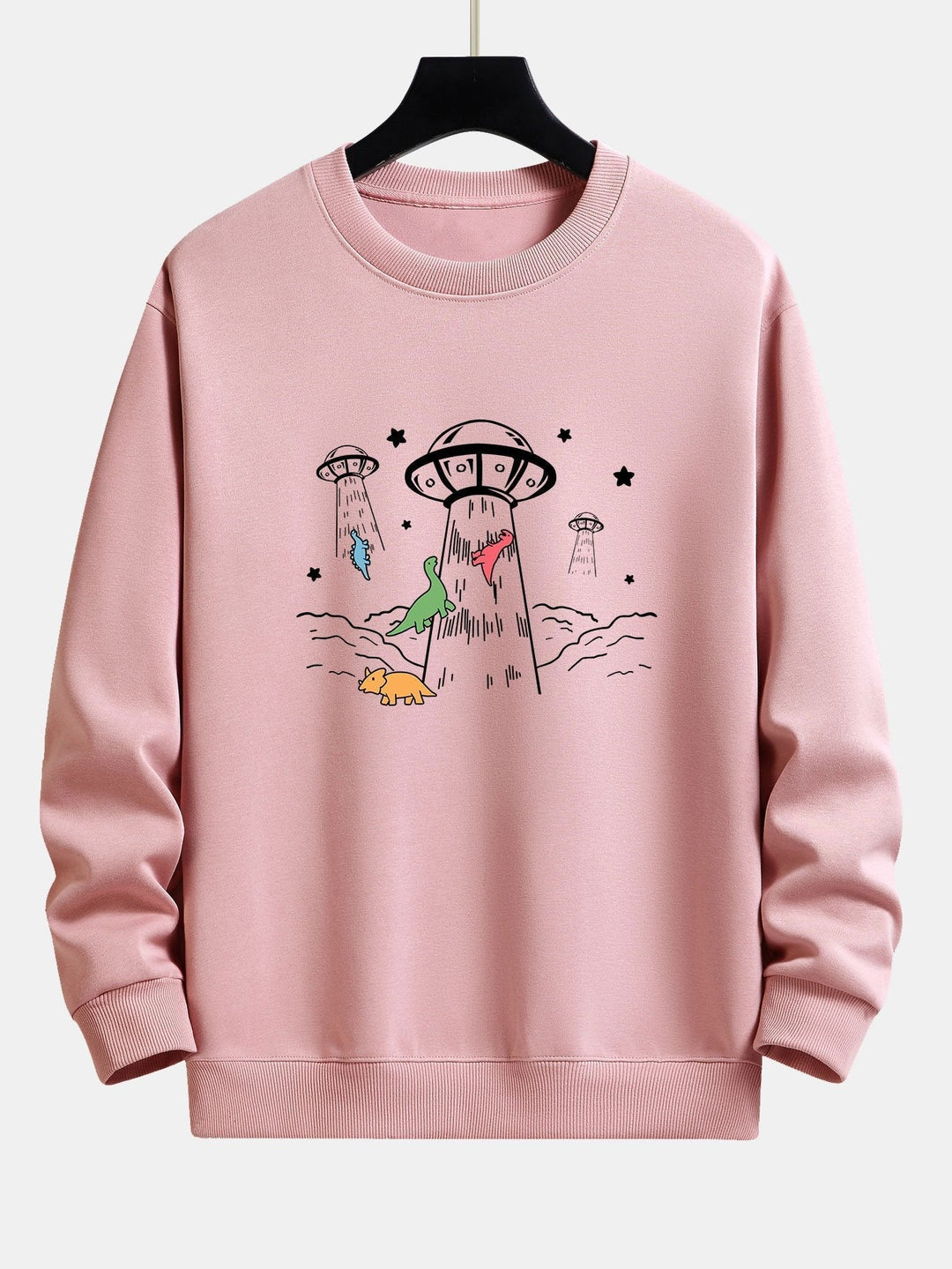 Aitor | Sudadera con estampado de dinosaurios y naves espaciales